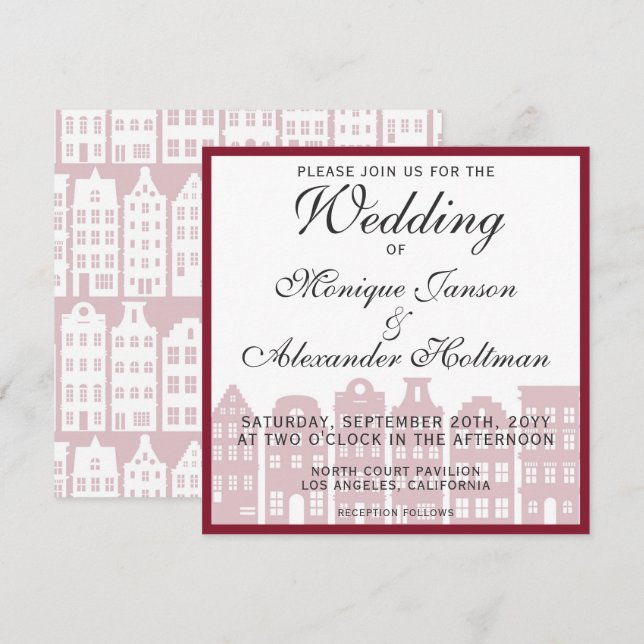 Amsterdam Canal Maisons Faire-part de mariage néer (Devant / Derrière)