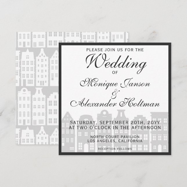 Amsterdam Canal Maisons Faire-part de mariage néer (Devant / Derrière)