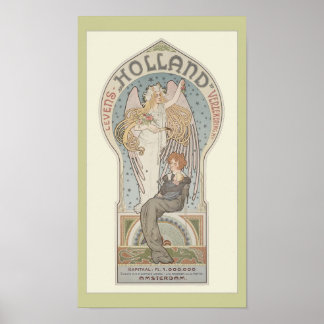 Amsterdam, Holland Art Nouveau Poster