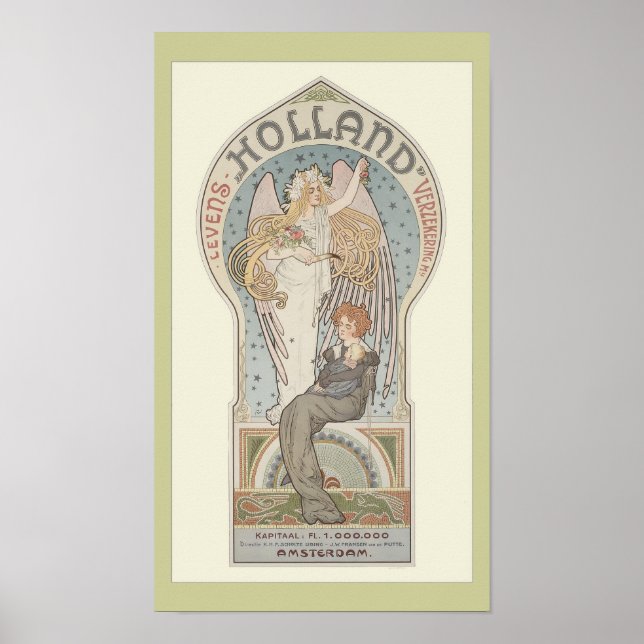Amsterdam, Holland Art Nouveau Poster (Devant)