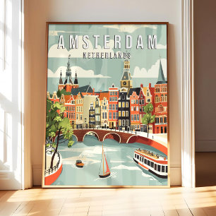 Amsterdam Pays-Bas Poster Art Impression, Ville Ré