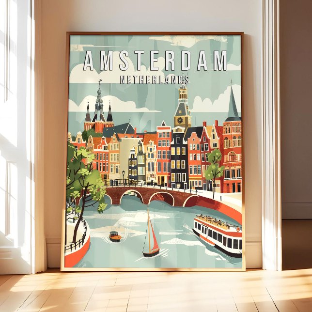 Amsterdam Pays-Bas Poster Art Impression, Ville Ré (Créateur téléchargé)