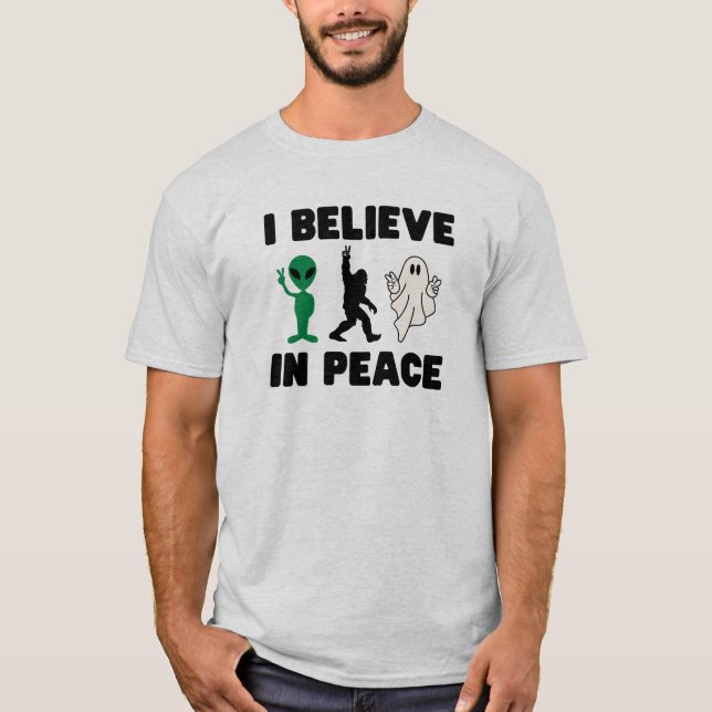Amusant Alien Bigfoot et T-shirt Ghost pour Hommes (Devant)