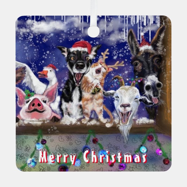 Amusant animal de ferme ornement de Noël (Recto)