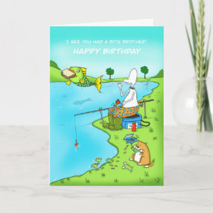 Amusant Anniversaire Brother Carte Pêcheur Avec Po