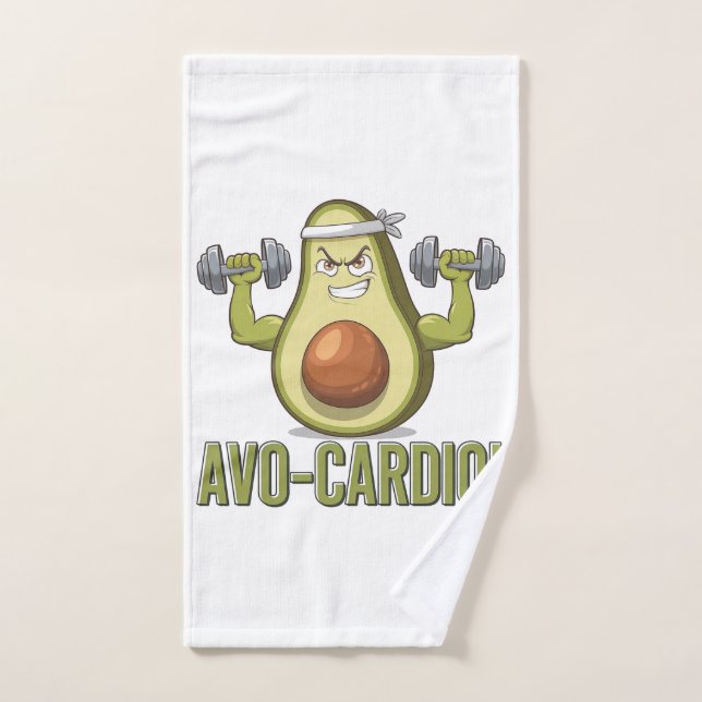 Amusant Avo-Cardio Avocado Fitness Design (Serviette à main)
