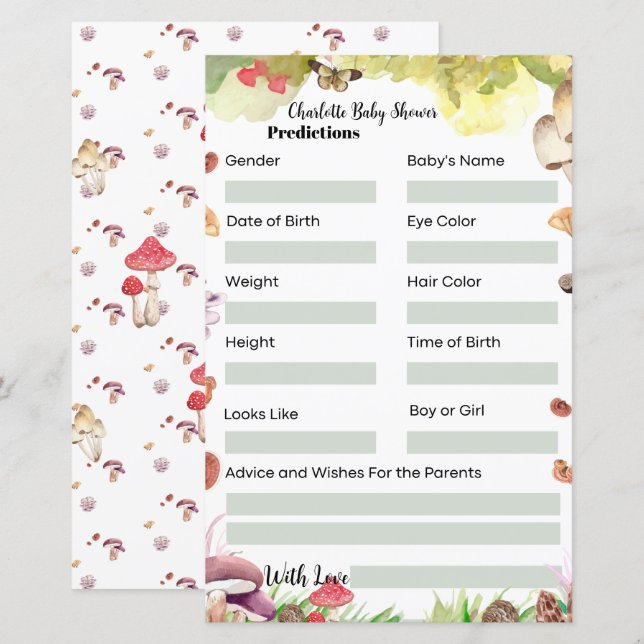 amusant Baby shower de prédictions de jeu champign (Devant / Derrière)