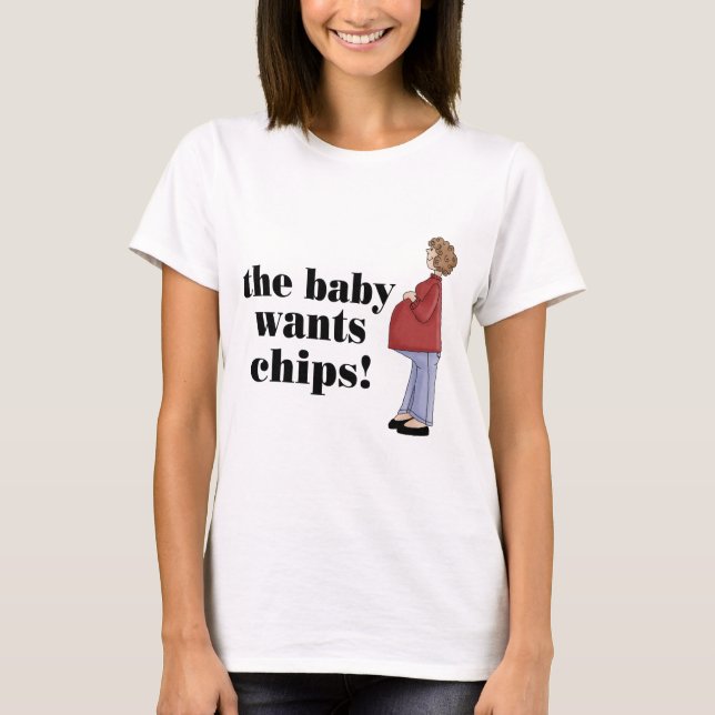 Amusant bébé veut chips Maternité T-shirt (Devant)