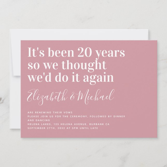 Amusant C'est 20 ans Vow Renewal Invitation (Devant)
