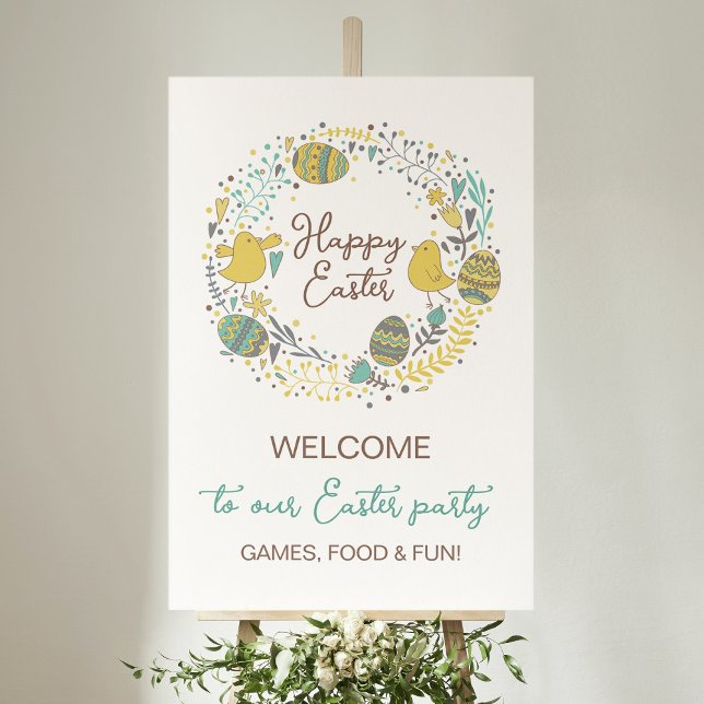 Amusant coloré Pâques Brunch Affiche de bienvenue  (Créateur téléchargé)