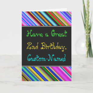 Amusant, coloré, Whimsical 2e carte d'anniversaire