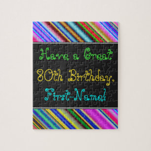 Amusant, coloré, Whimsical 80th Birthday Puzzle