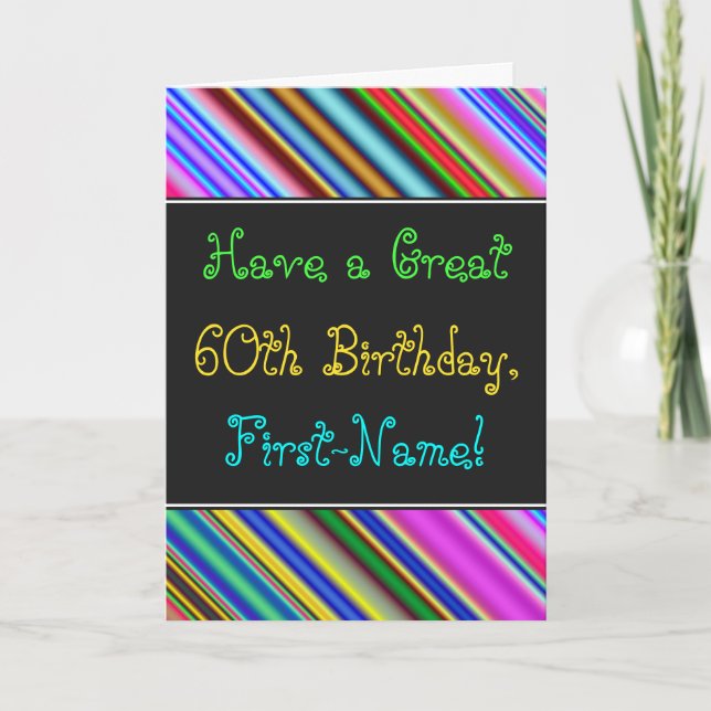 Amusant, coloré, Whimsical carte d'anniversaire 60 (Devant)