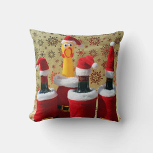 Amusant Coussin de Noël du poulet et du vin !