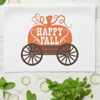 Amusant Cute Happy Fall Wagon Citrouille Serviette