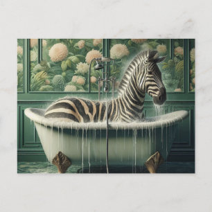 Amusant dans une baignoire Zebra carte postale