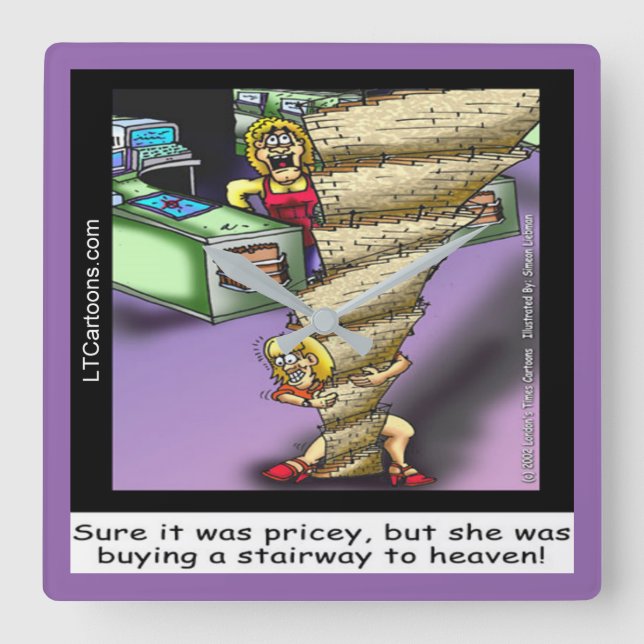 Amusant Escalier Zep Carré Horloge murale (Recto)