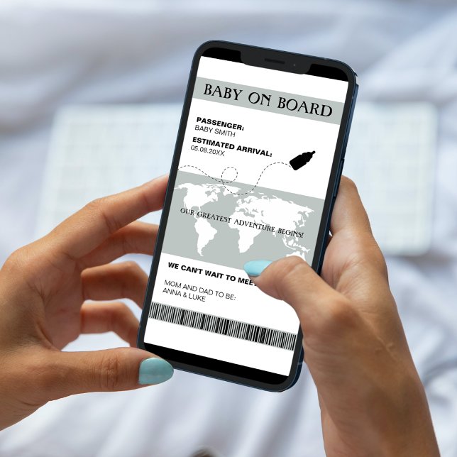 Amusant Faire-part de grossesse Boaring Pass Style (baby on board boarding pass pregnancy announcement our greatest adventure begins)