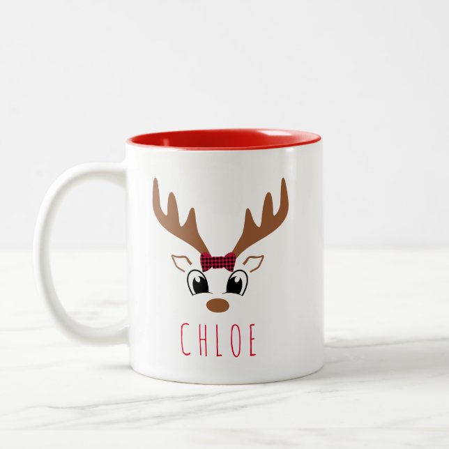 Amusant Festif Personnalisé Rindeer Mug de Noël (Gauche)