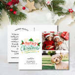 Amusant, Festive Joyeux Noël, 2 Photos Carte Posta<br><div class="desc">Envoyer les fêtes de Noël Cheer avec cette carte postale festive avec vos deux photos et "Joyeux Noël" en lettrage manuel fantaisiste. L'arrière offre de l'espace pour une note dactylographiée ou la suppression pour laisser de l'espace pour une note manuscrite. Amusant et festif mais simple et moderne - une carte...</div>