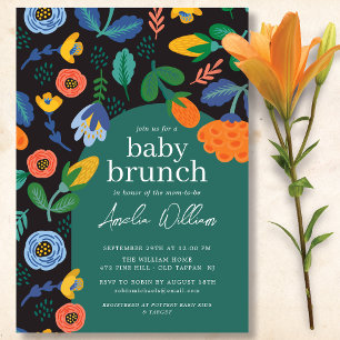 Amusant Floral coloré Baby Brunch Invitation