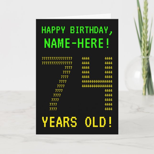 Amusant, Geeky, Nerdy "74 ANS !" Carte d'anniversa (Devant)