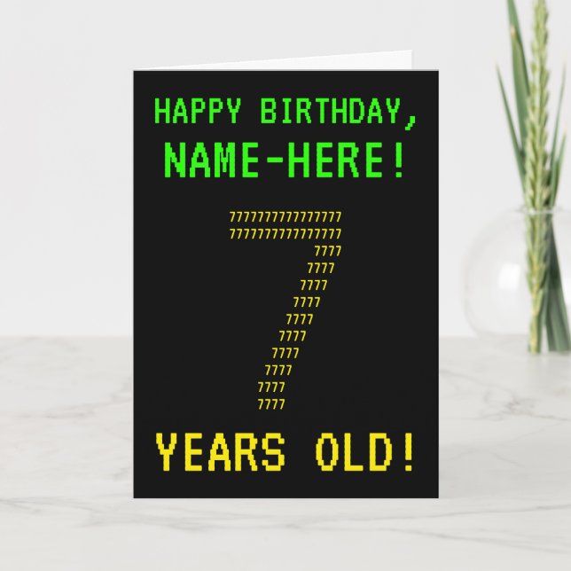 Amusant, Geeky, Nerdy "7 ANS !" Carte d'anniversai (Devant)