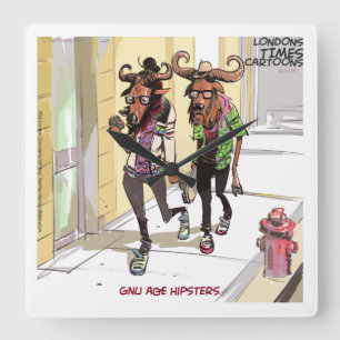 Amusant Gnu Age Hipsters Rick London Wall Horloge