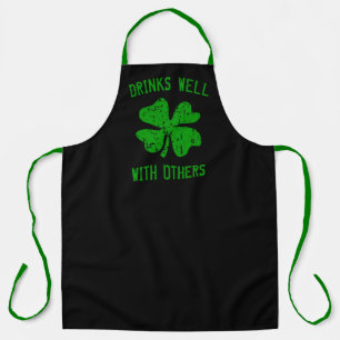 Amusant grand tablier vert noir St Patrick's Day p