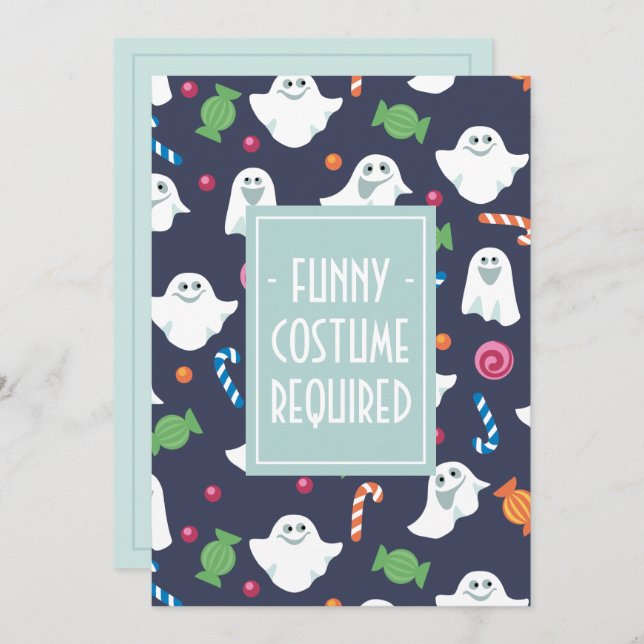 Amusant Halloween Costume Fête Invitation (Devant / Derrière)