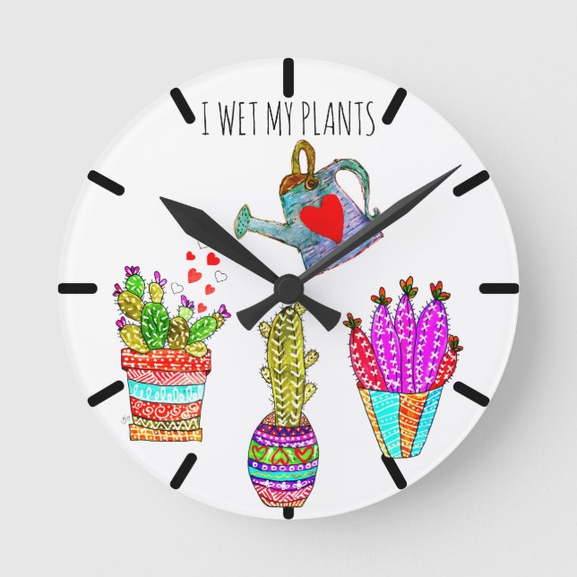 Amusant J'Ai Vu Mes Cactus Plante Horloge Ronde (Recto)