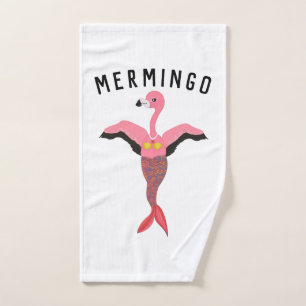 Amusant Mermingo : Serviette à main Flamant rose-s