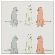 Amusant Motif En Tissu De Chats Mignons Avec Trois