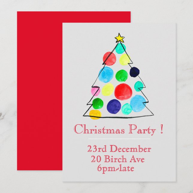 Amusant Noël arbre Noël invitation fête de Noël (Devant / Derrière)