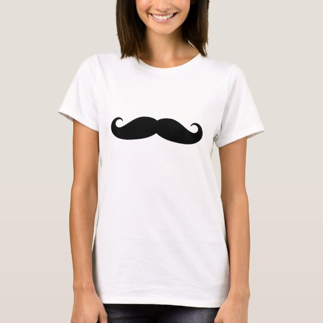 Amusant noir guidon moustache t-shirt pour femmes (Devant)