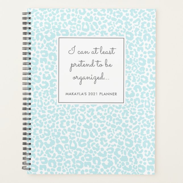 Amusant Pastel Empreinte de léopard Motif Bleu Pla (Devant)