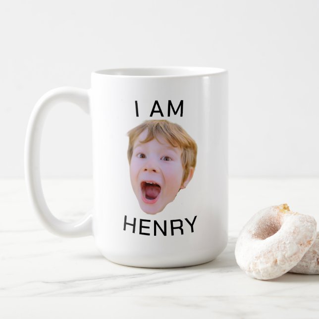 Amusant Personnalisé Visage Mug Anniversaire (Avec donut)