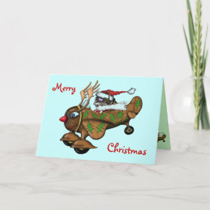 Amusant pilote Père Noël Joyeux design de carte de