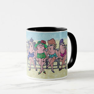 Amusant Plage d'âge moyen beautés Café Mugs