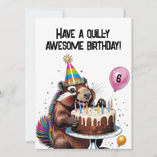 Amusant Porcupine carte d'anniversaire Ballons, Gâ