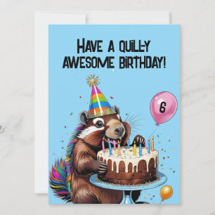 Amusant Porcupine carte d'anniversaire Ballons, Gâ