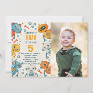 Amusant Robot Invitation d'anniversaire pour les e