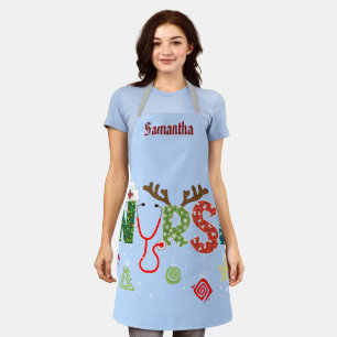 Amusant tablier de Noël de l'infirmière. Nom modif