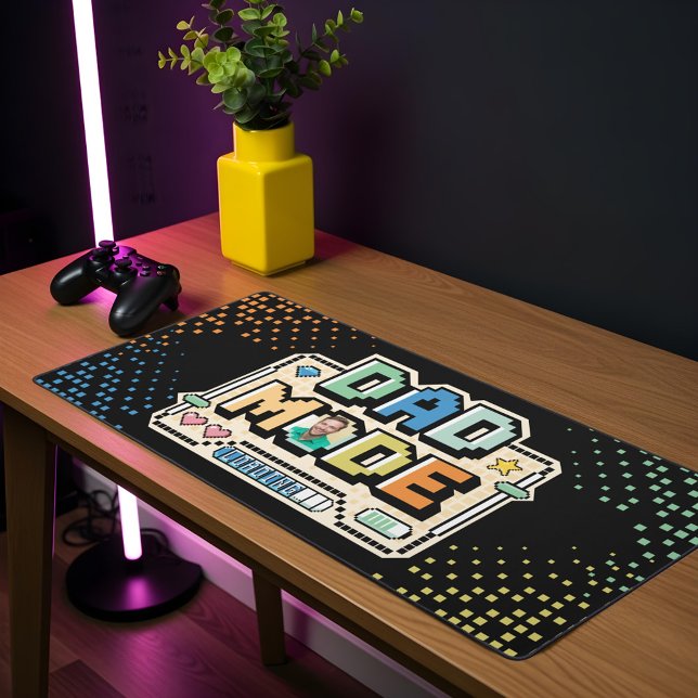 Amusant Tapis Pixel Rétro Niveau Supérieur Papa Jo (Fun Retro Pixel Level Up Dad Gamer Player Desk Mat)