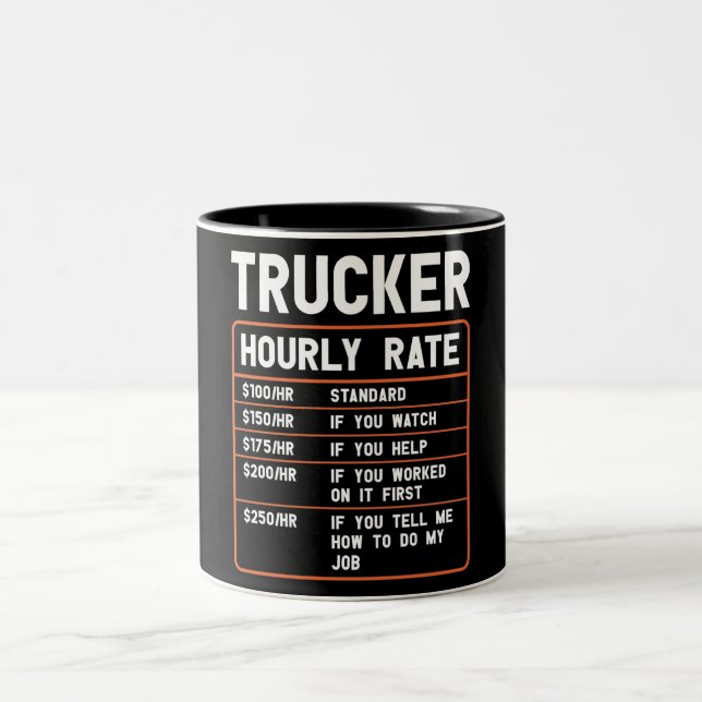 Amusant Trucker Taux horaire Mug (Centre)