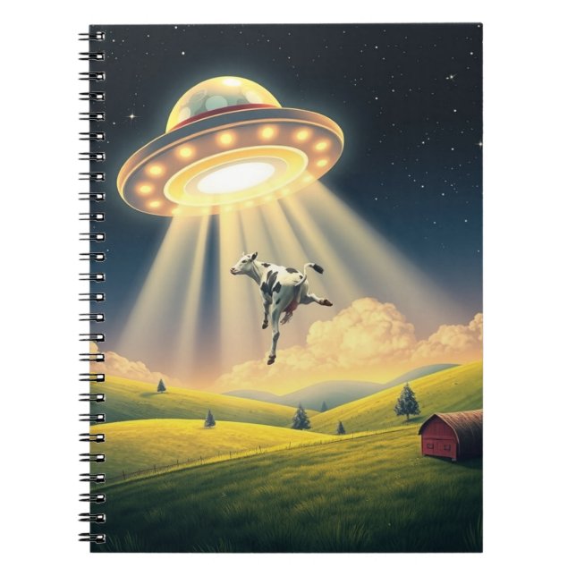 Amusant UFO Enduction Vache Carnet photo spirale (Devant)