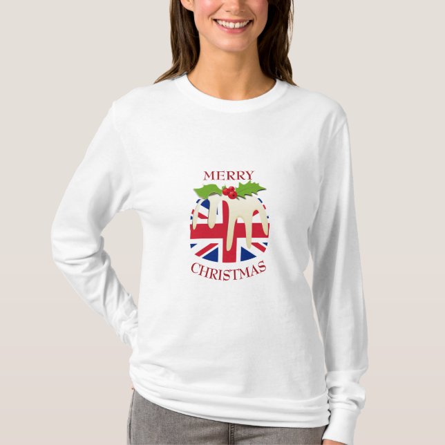 Amusant | UNION JACK UK | T-shirt Pudding de Noël (Devant)