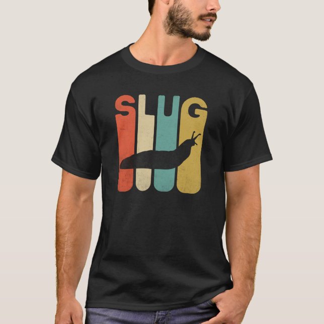 Amusant Vintage rétro Slug t-shirt noir (Devant)