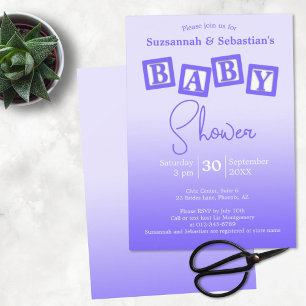 Amusant Violet Ombre BABY Blocks Douche Invitation