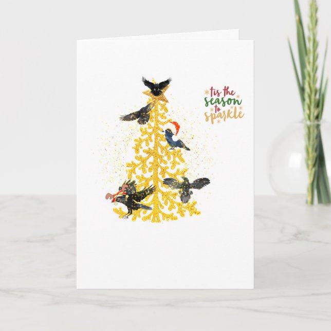Amusant volant Ravens Noël carte de voeux (Devant)